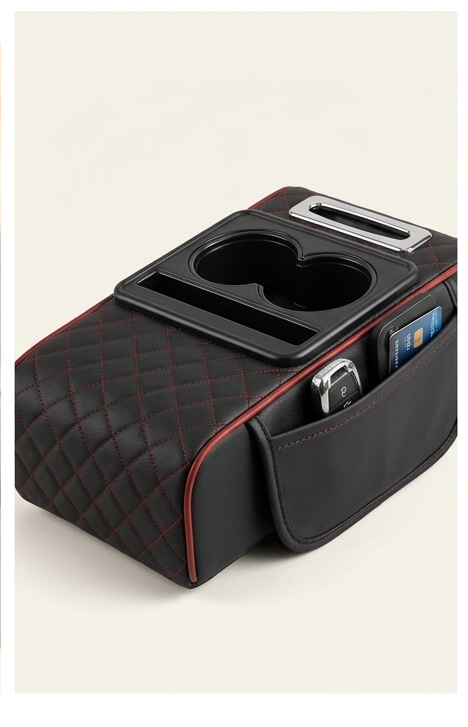 Luxury Leather Car Center Console Organizer & Armrest Pad
